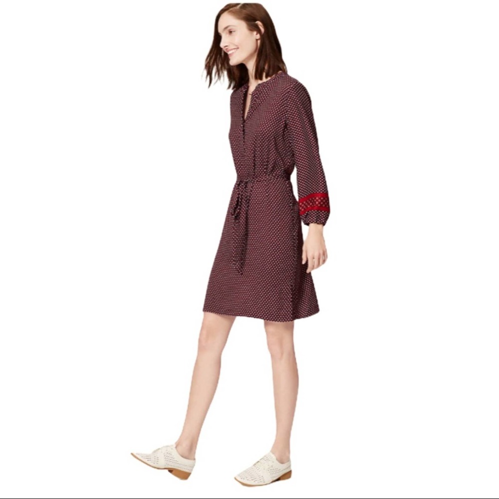 Loft‎ burgundy print block shirt dress XS